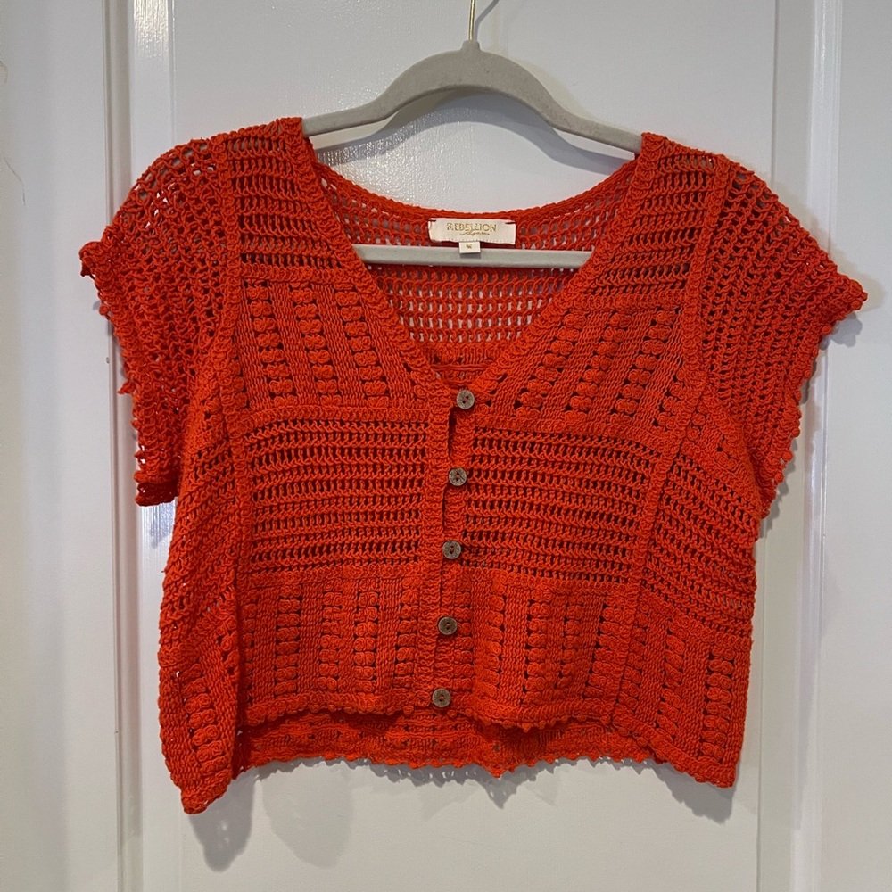 Rebellion Vibrant Orange Crochet Crop Top